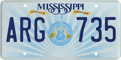 MS license plate ARG735