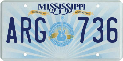 MS license plate ARG736