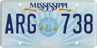MS license plate ARG738