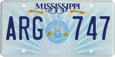 MS license plate ARG747