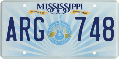 MS license plate ARG748