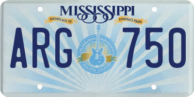 MS license plate ARG750