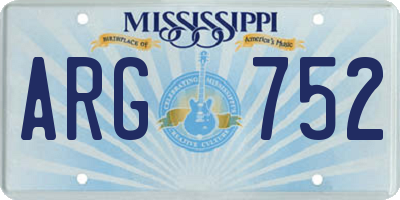 MS license plate ARG752