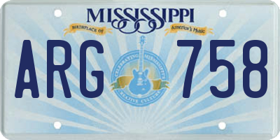 MS license plate ARG758