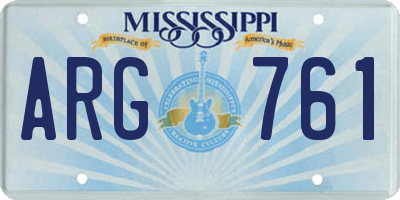 MS license plate ARG761