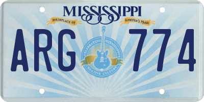 MS license plate ARG774