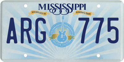 MS license plate ARG775