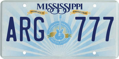 MS license plate ARG777