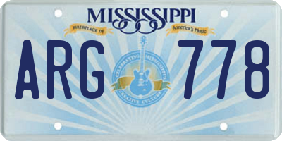 MS license plate ARG778