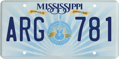 MS license plate ARG781