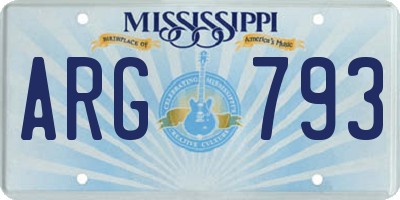 MS license plate ARG793