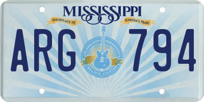 MS license plate ARG794