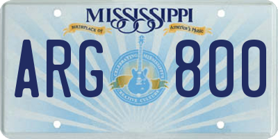 MS license plate ARG800