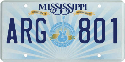 MS license plate ARG801