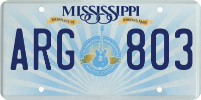 MS license plate ARG803
