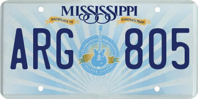 MS license plate ARG805