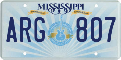 MS license plate ARG807