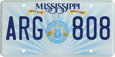 MS license plate ARG808