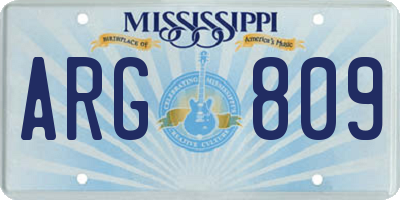 MS license plate ARG809