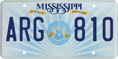 MS license plate ARG810