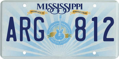 MS license plate ARG812