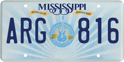 MS license plate ARG816