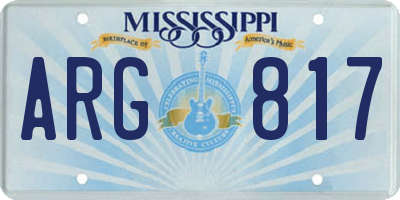MS license plate ARG817
