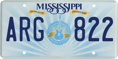 MS license plate ARG822