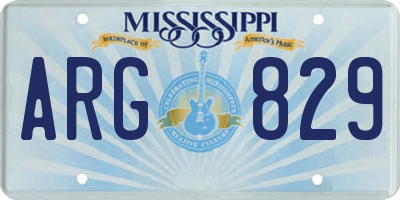 MS license plate ARG829