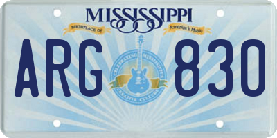 MS license plate ARG830