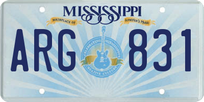 MS license plate ARG831