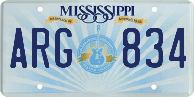 MS license plate ARG834