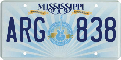 MS license plate ARG838