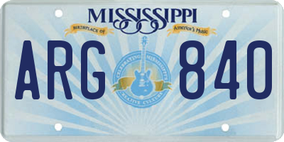 MS license plate ARG840