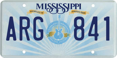 MS license plate ARG841