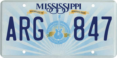 MS license plate ARG847