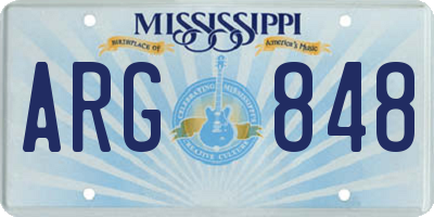 MS license plate ARG848
