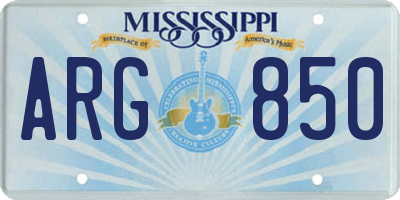 MS license plate ARG850