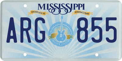 MS license plate ARG855