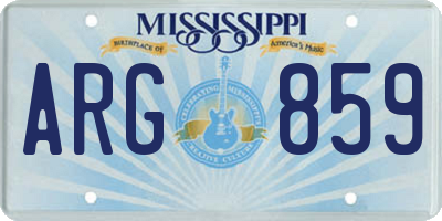 MS license plate ARG859