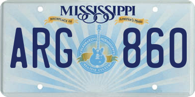 MS license plate ARG860