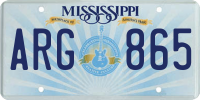 MS license plate ARG865
