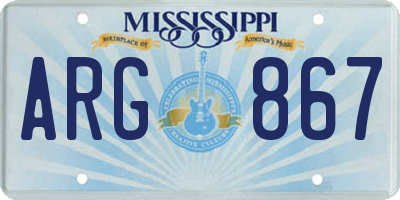 MS license plate ARG867
