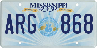 MS license plate ARG868