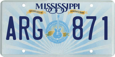 MS license plate ARG871