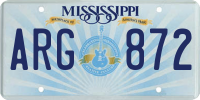 MS license plate ARG872