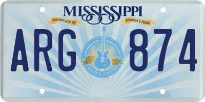MS license plate ARG874