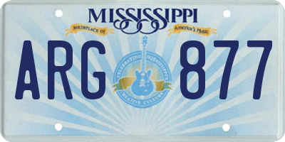 MS license plate ARG877