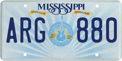 MS license plate ARG880