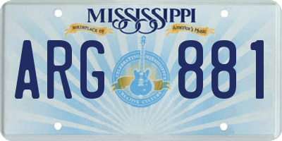 MS license plate ARG881